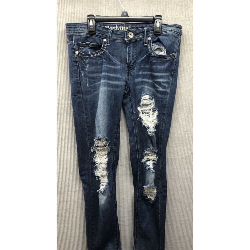 Machine Juniors Jeggings Size 9 Factory Destroyed Dark Wash